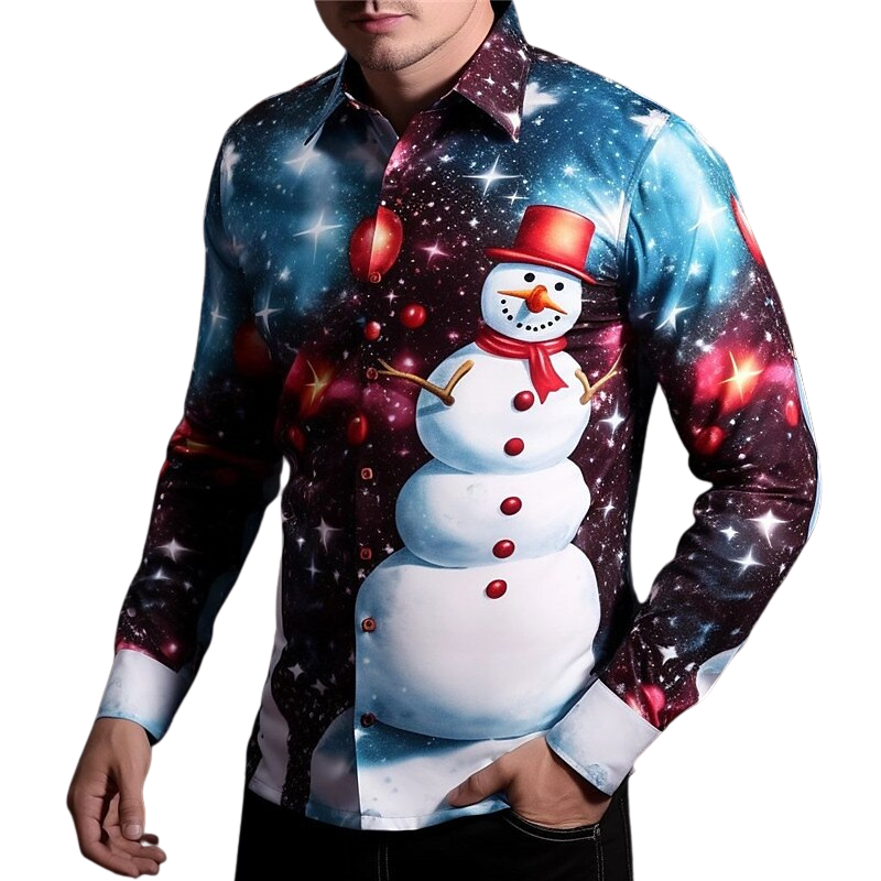 Galactic Snowman Print Shirt