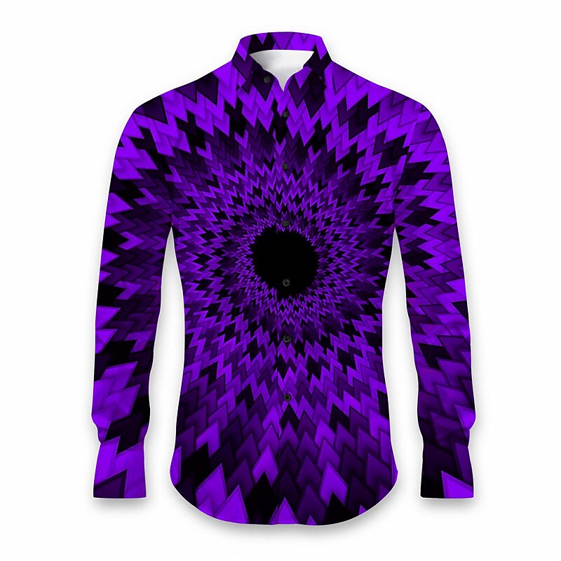 Geometric Illusion Theme Printed Party Shirt