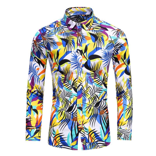 Geometric Tropical Prints Long Sleeve Shirt