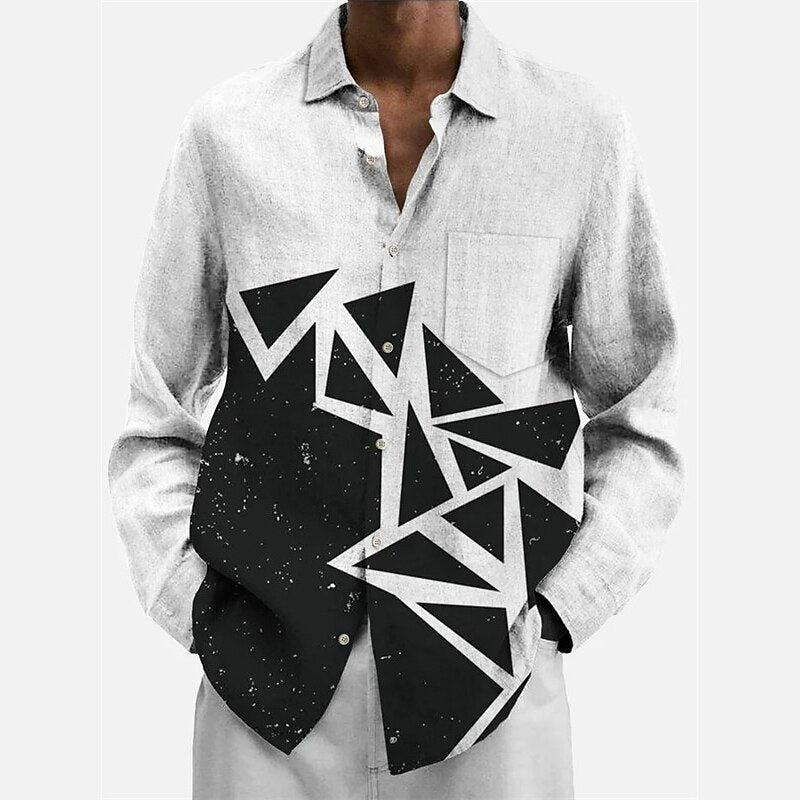 Geometry Art Patterned Long Sleeve Shirt