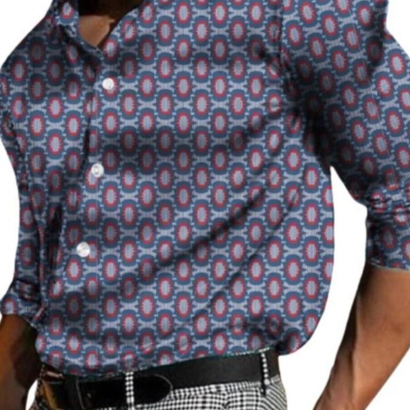 Geometry Print Partywear Button Down Shirt