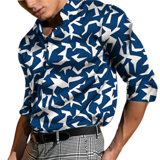 Geometry Print Partywear Button Down Shirt