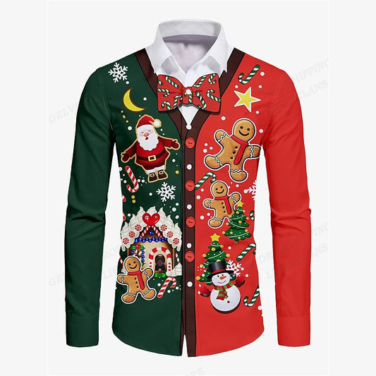 Gingerbread Print Christmas Holiday Shirt