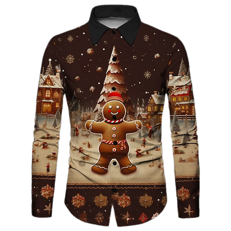 Gingerbread Town Holiday Printed Shirt