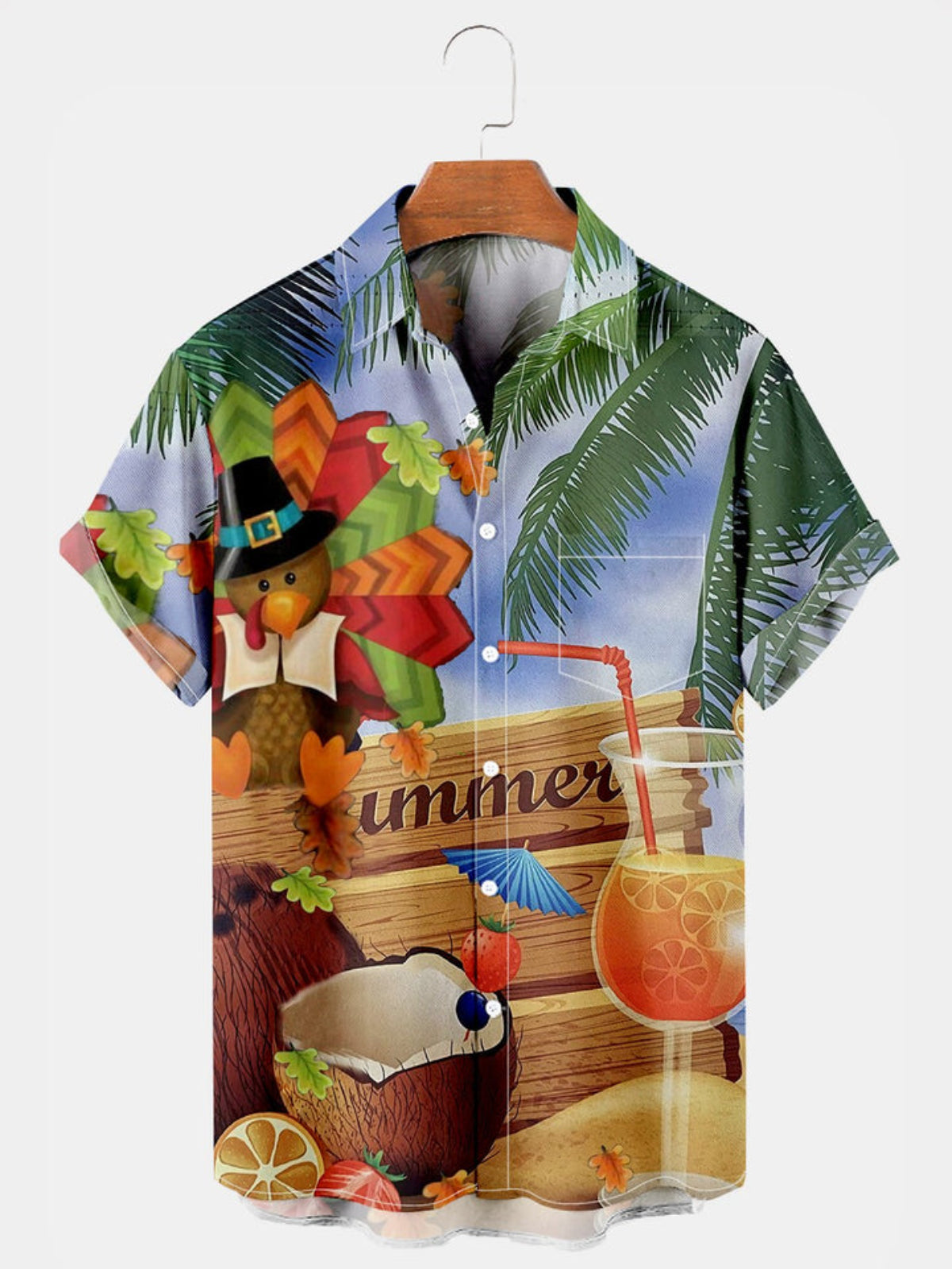 Glass Coconut Letter Printed Short Sleeve Shirt