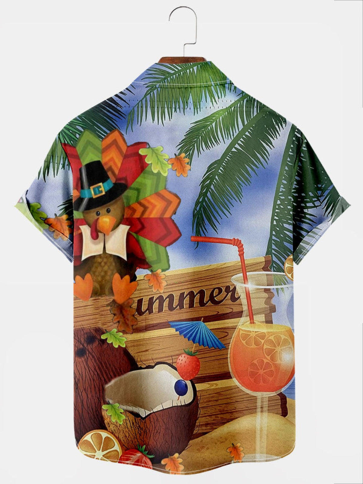 Glass Coconut Letter Printed Short Sleeve Shirt