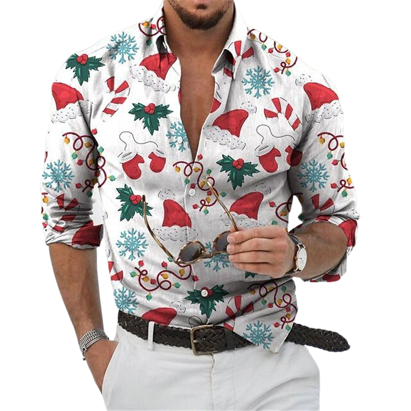 Graphic Print Christmas Themed Shirt