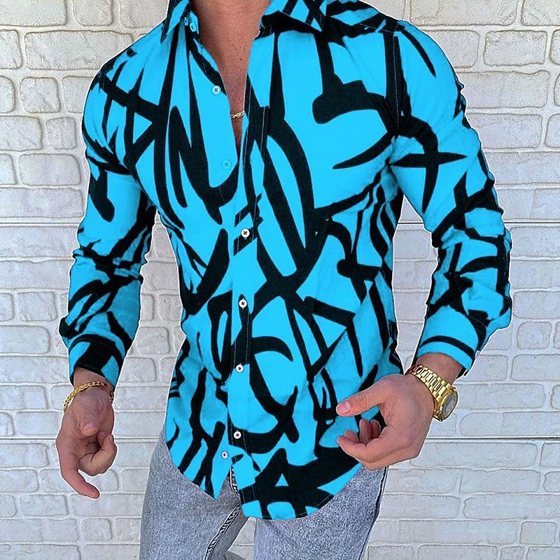 Graphic Print Long Sleeve Party Shirt