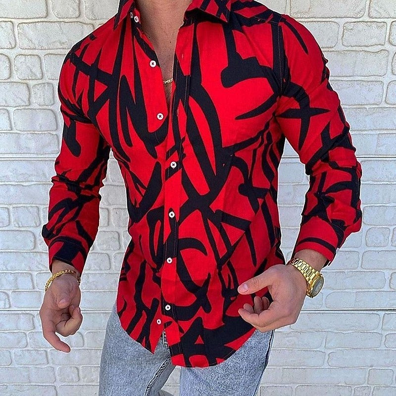 Graphic Print Long Sleeve Party Shirt