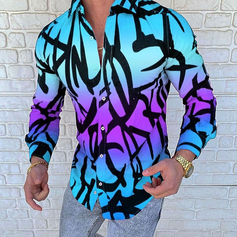 Graphic Print Long Sleeve Party Shirt