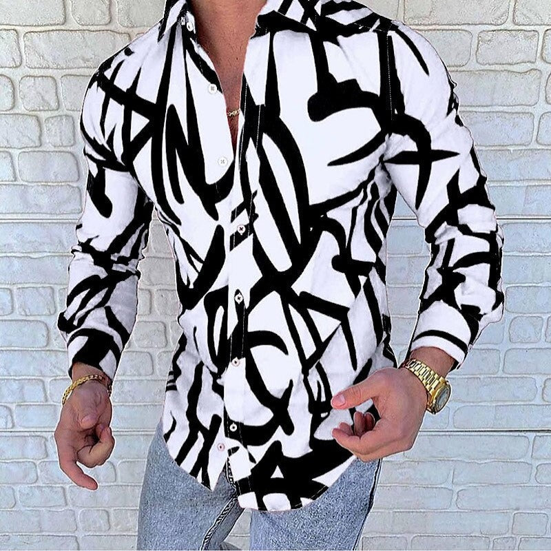 Graphic Print Long Sleeve Party Shirt