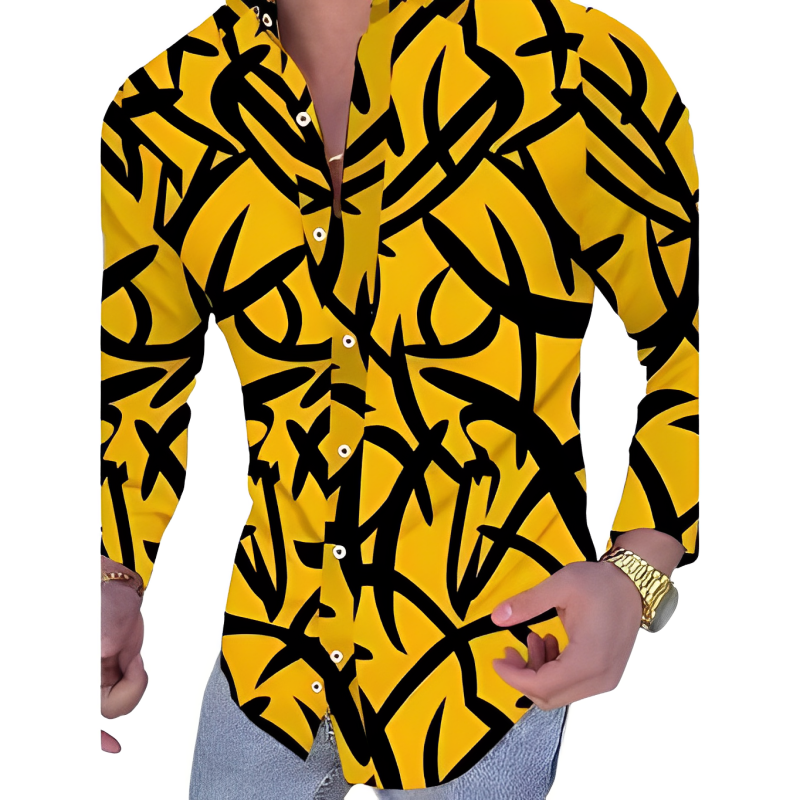 Graphic Print Long Sleeve Party Shirt