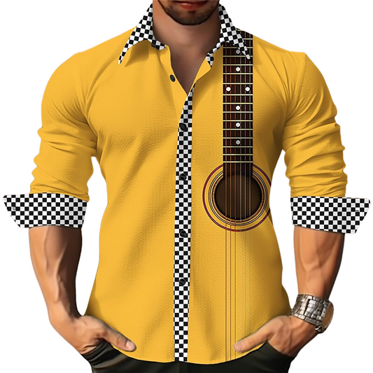 Guitar Inspired Long Sleeve Party Shirt