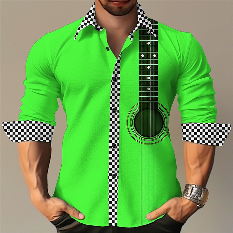 Guitar Inspired Long Sleeve Party Shirt