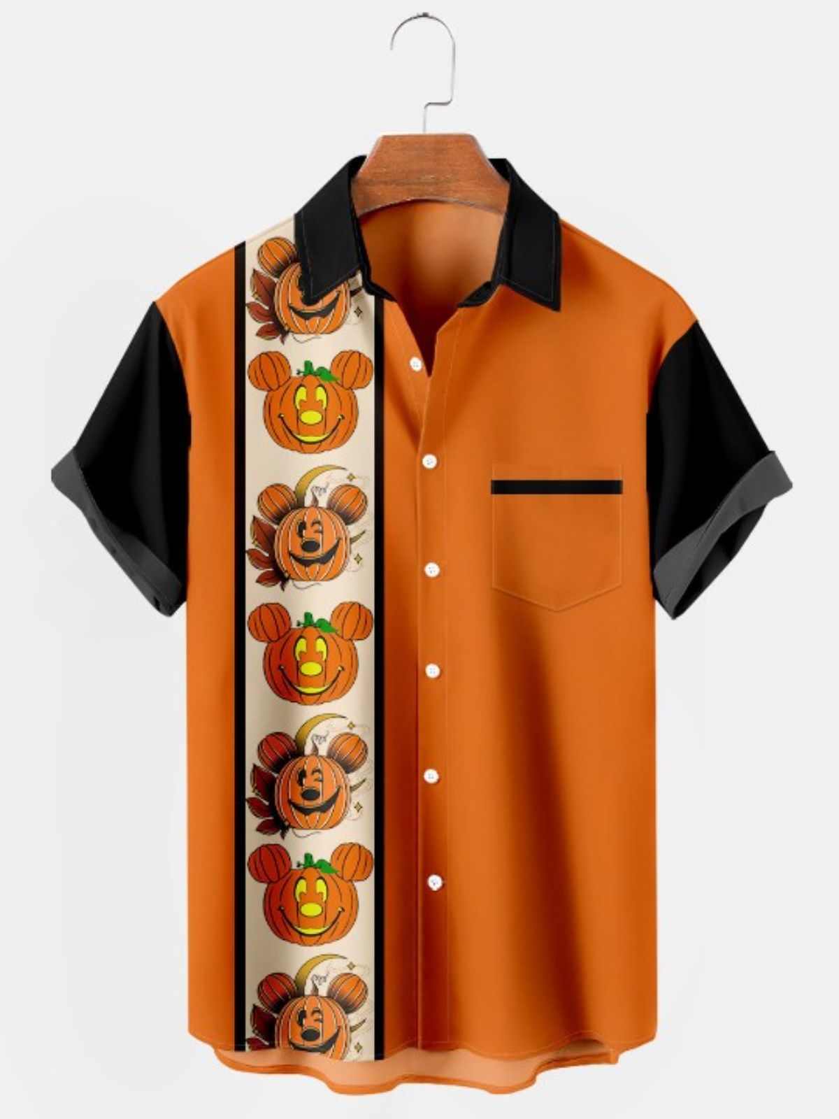 Halloween Cartoon Fun Print Bowling Shirt