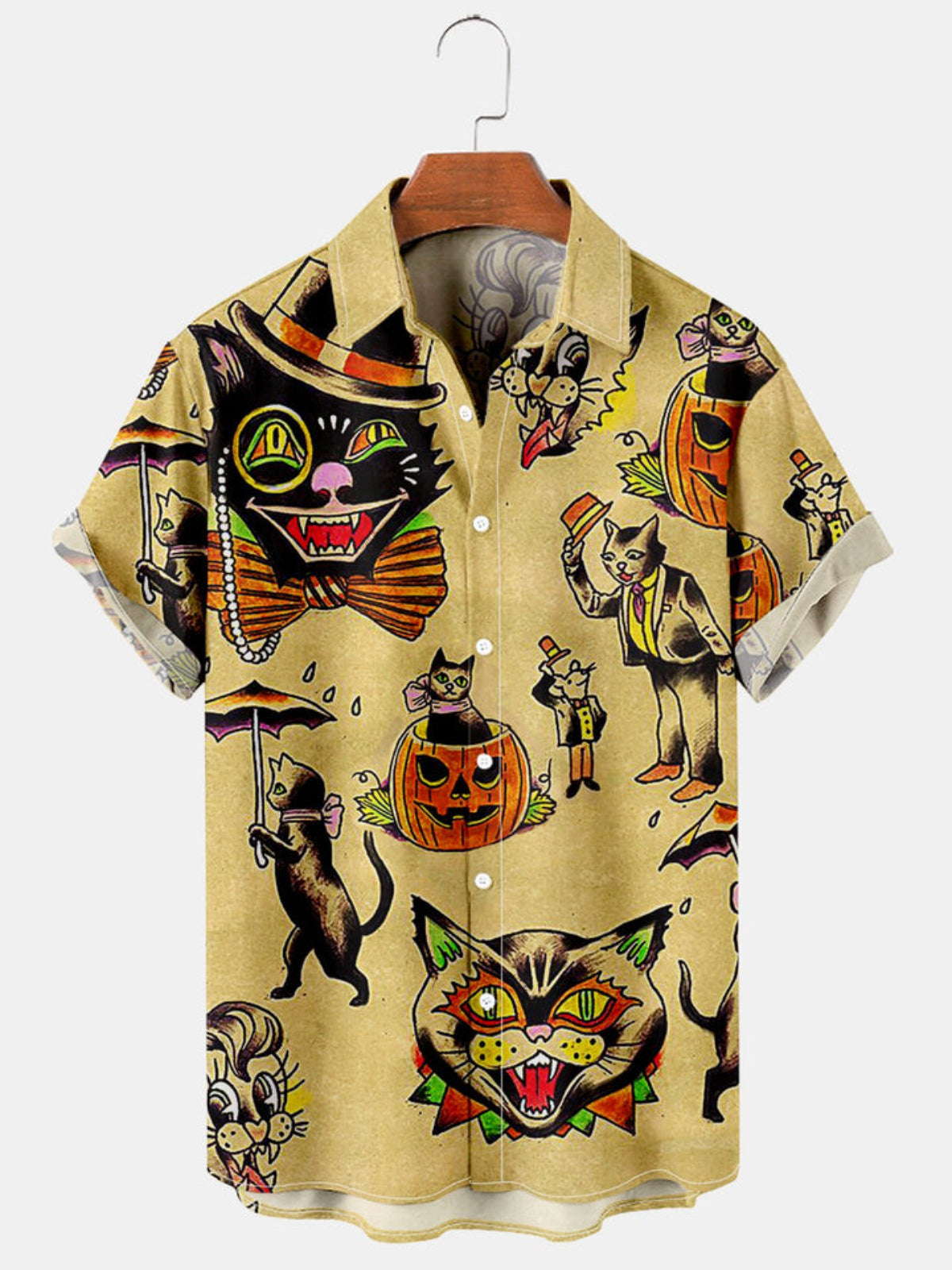 Halloween Cat Printed Shirt