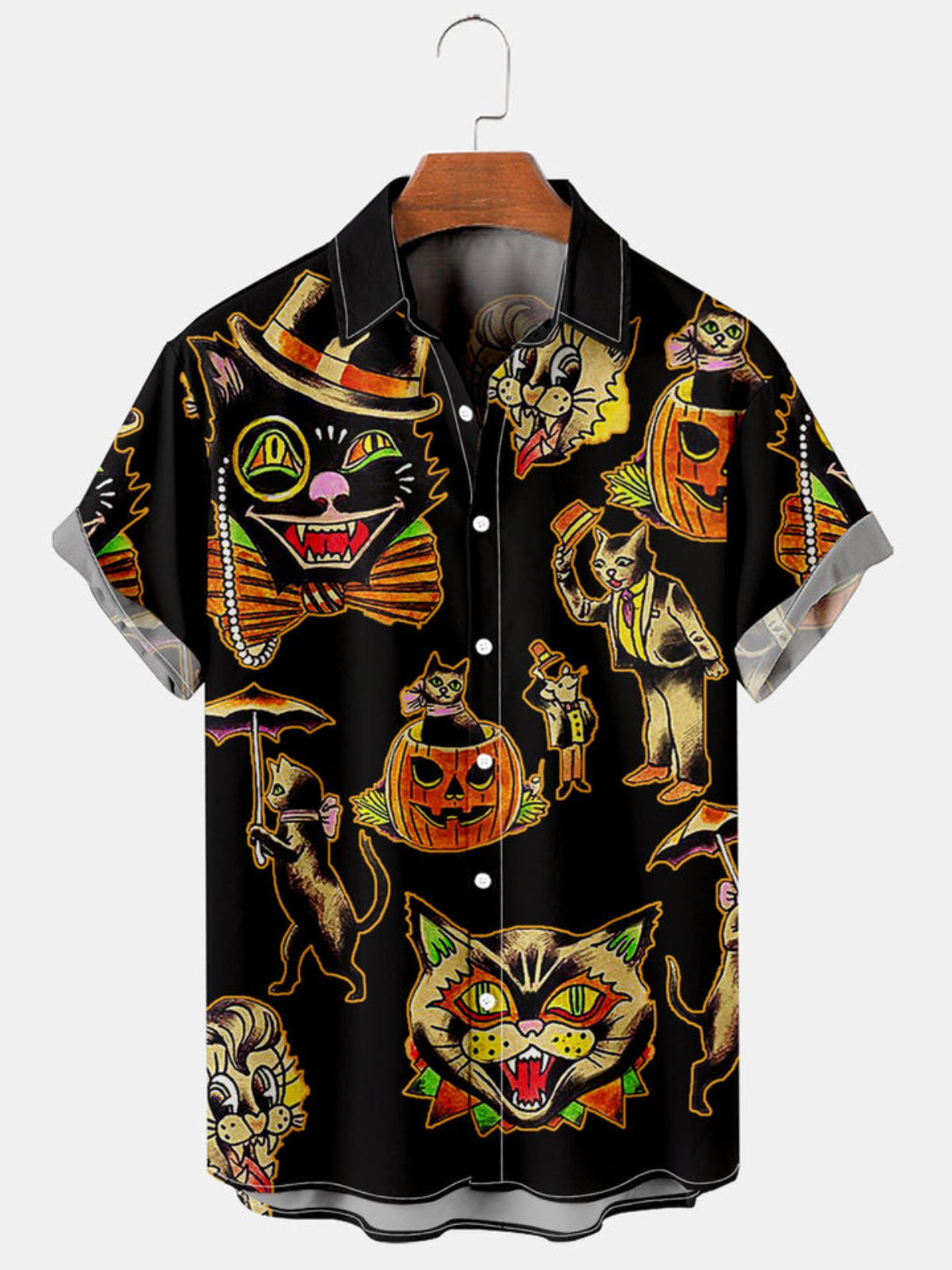 Halloween Cat Printed Shirt