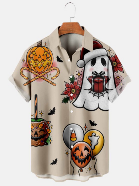 Halloween Elements Pattern Print Short Sleeve Shirt