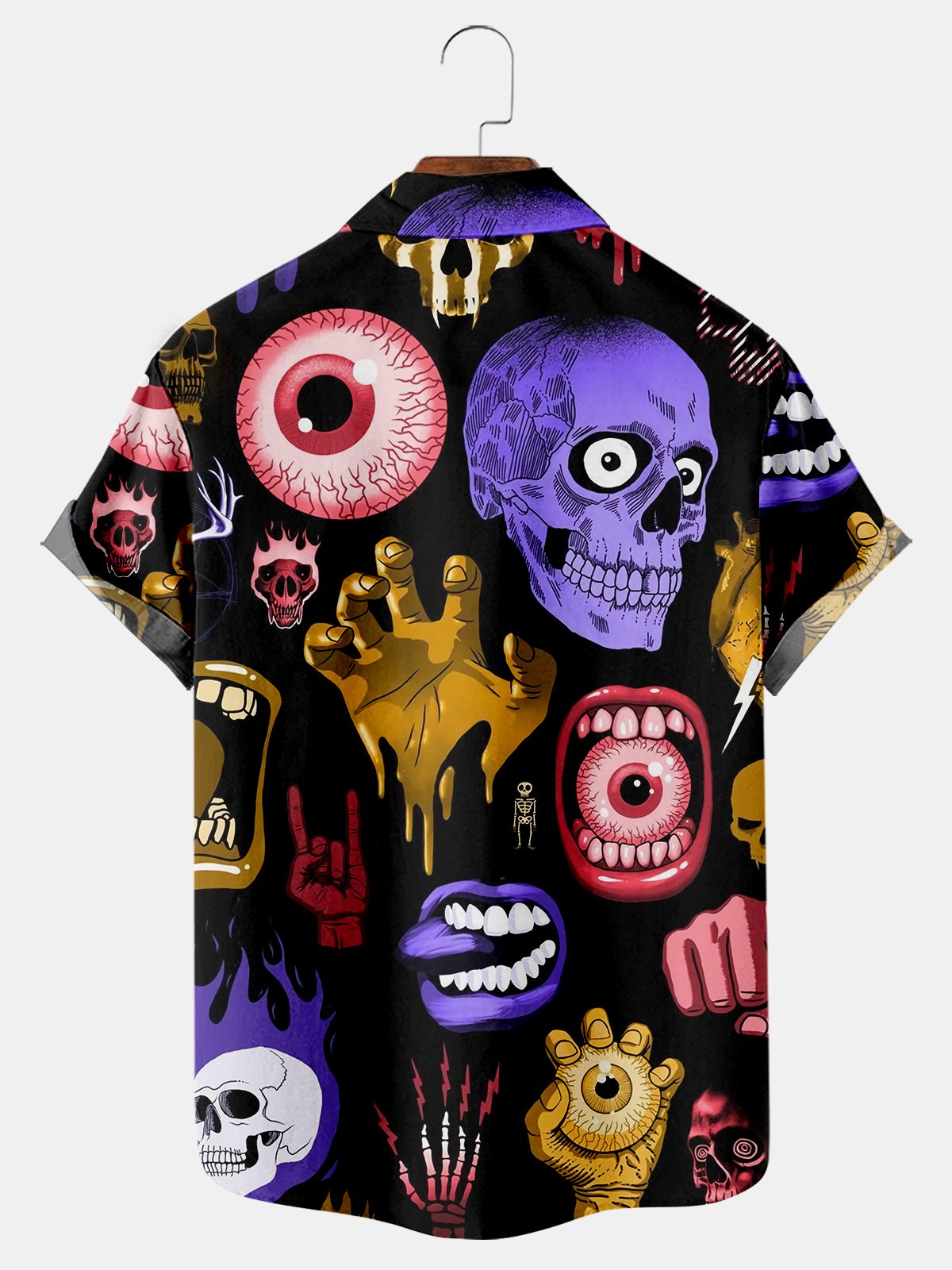 Halloween Cartoon Print Casual Short Sleeve Shirt