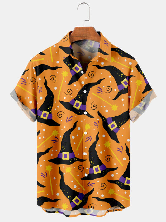 Halloween Hat Printed Short Sleeve Shirt