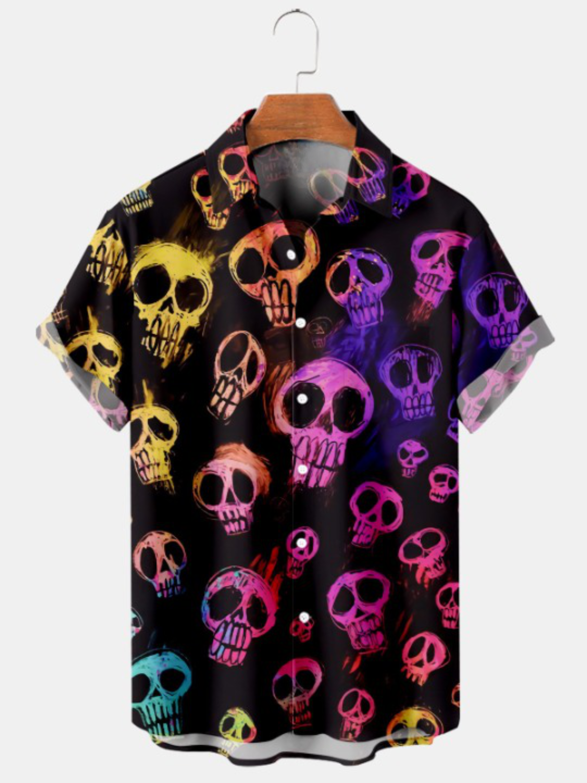 Halloween Print Casual Short Sleeve Shirt