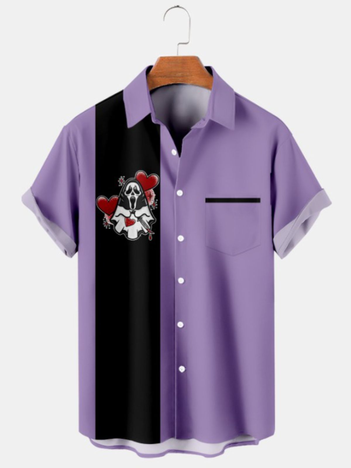 Halloween Print Casual Short Sleeve Shirt