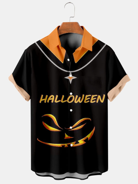 Halloween Printed Pocket Casual Shirt