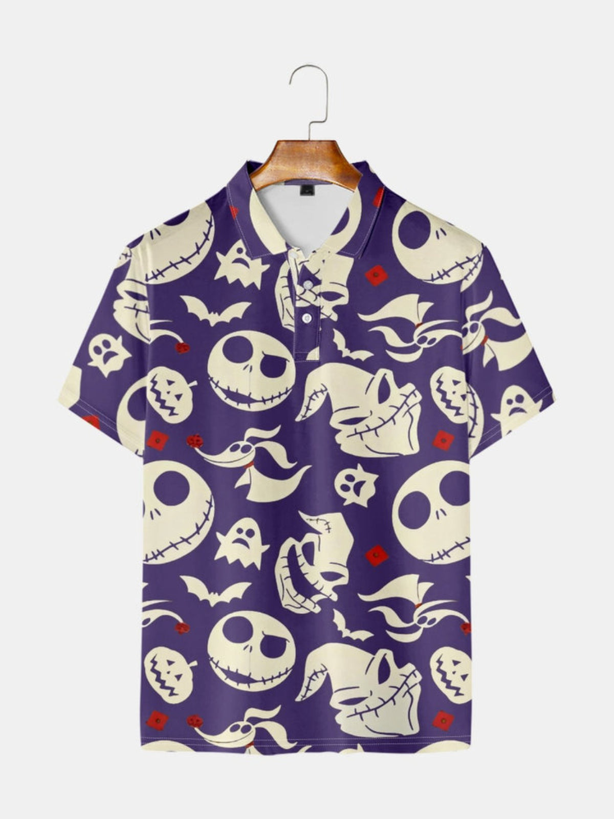 Halloween Printed Short Sleeve Polo Shirt