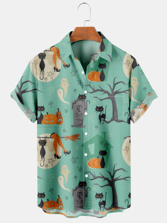 Halloween Short Sleeve Printed Shirt