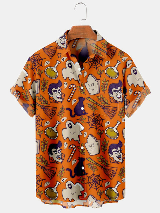 Halloween Printed Short Sleeve Shirt