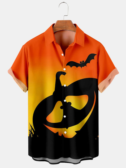 Halloween Pumpkin Bat Printed Shirt