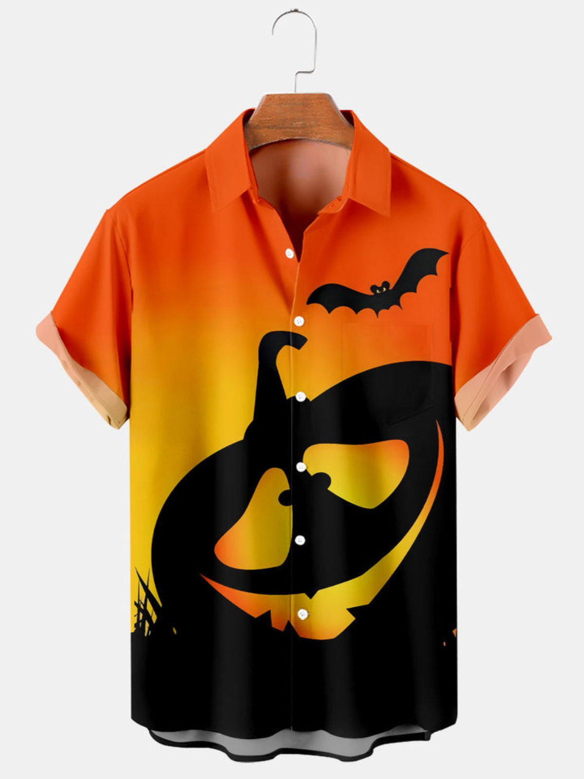 Halloween Pumpkin Bat Printed Shirt