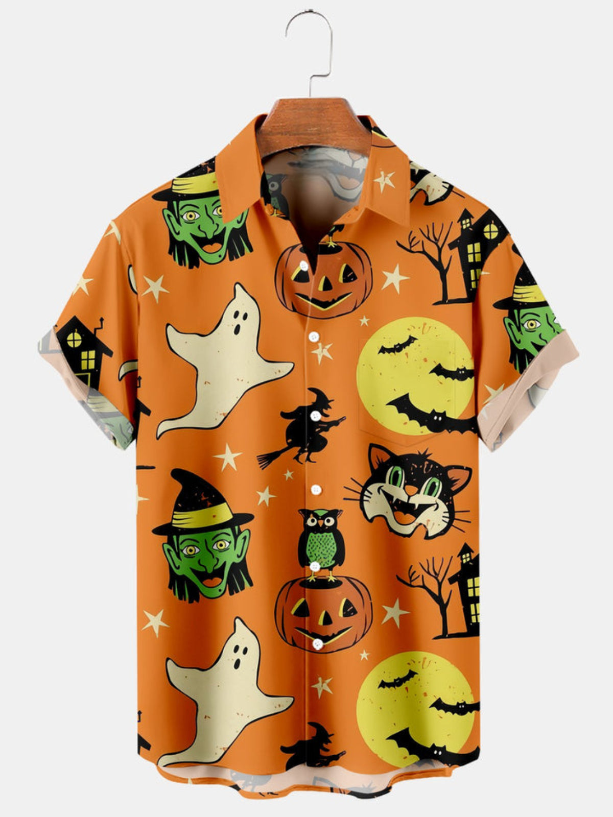 Halloween Pumpkin Owl Printed Shirt