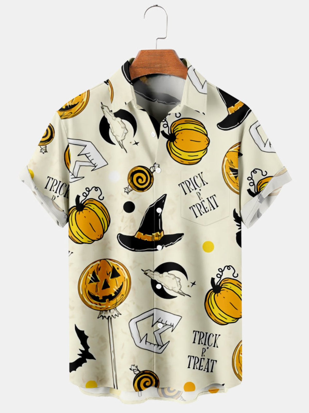 Halloween Pumpkin Print Short Sleeve Shirt