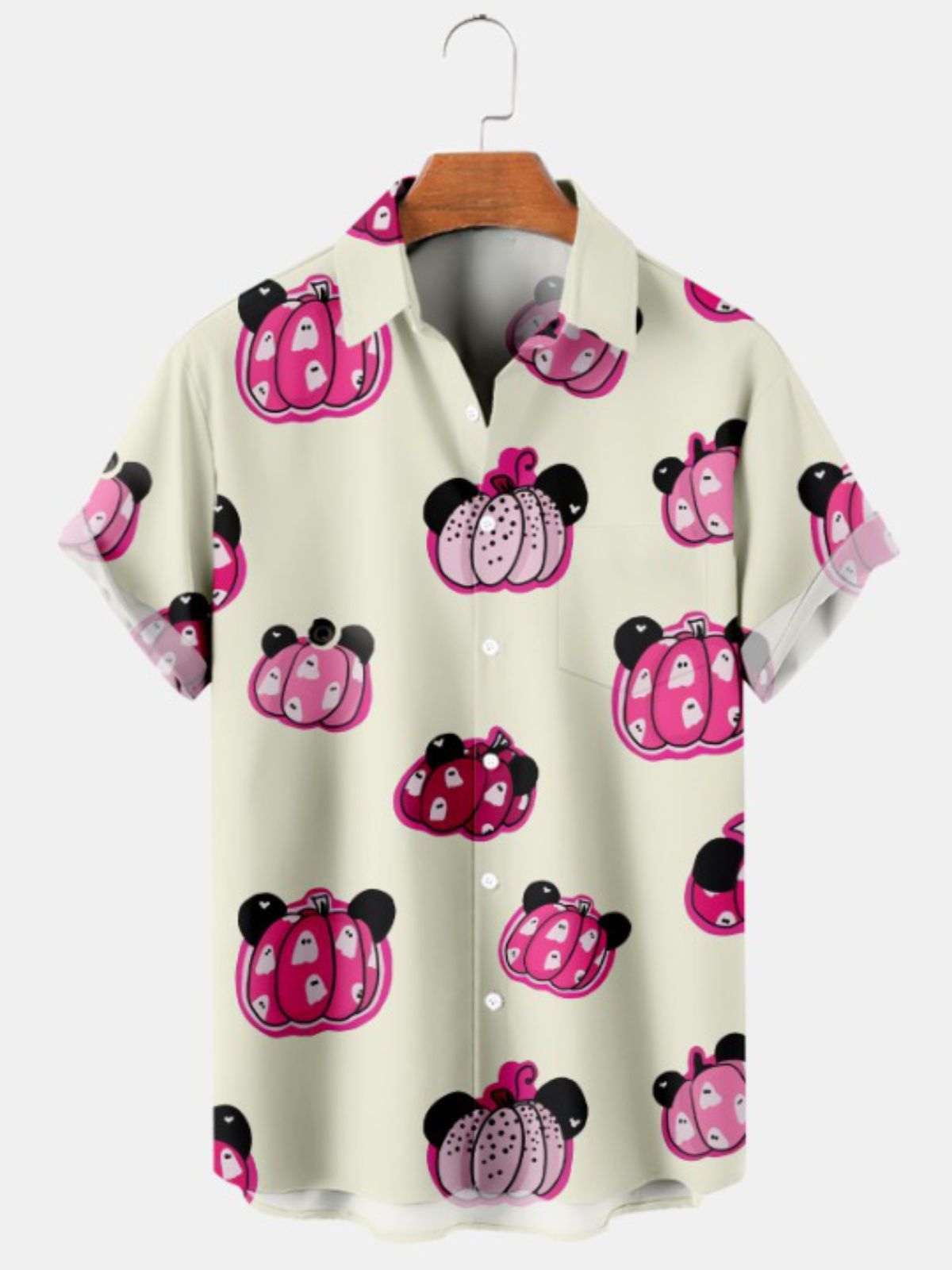 Halloween Pumpkin Print Short Sleeve Shirt