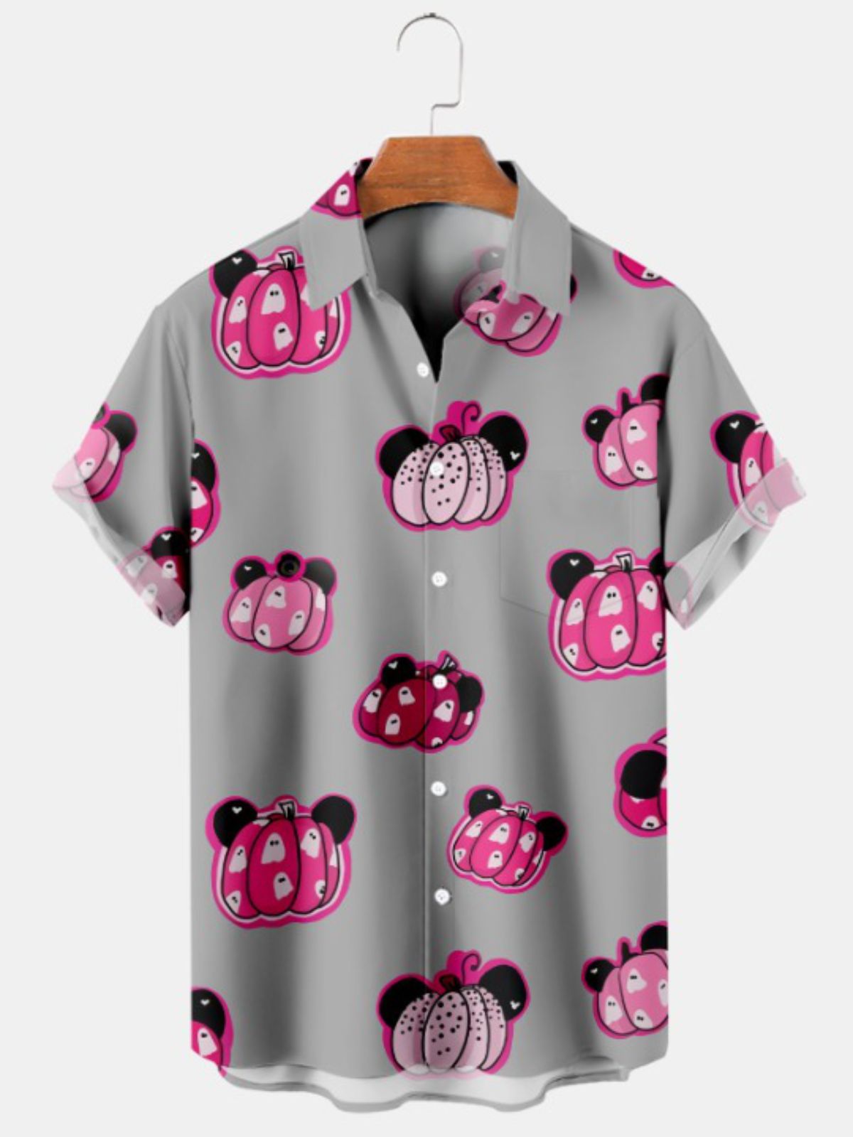 Halloween Pumpkin Print Short Sleeve Shirt