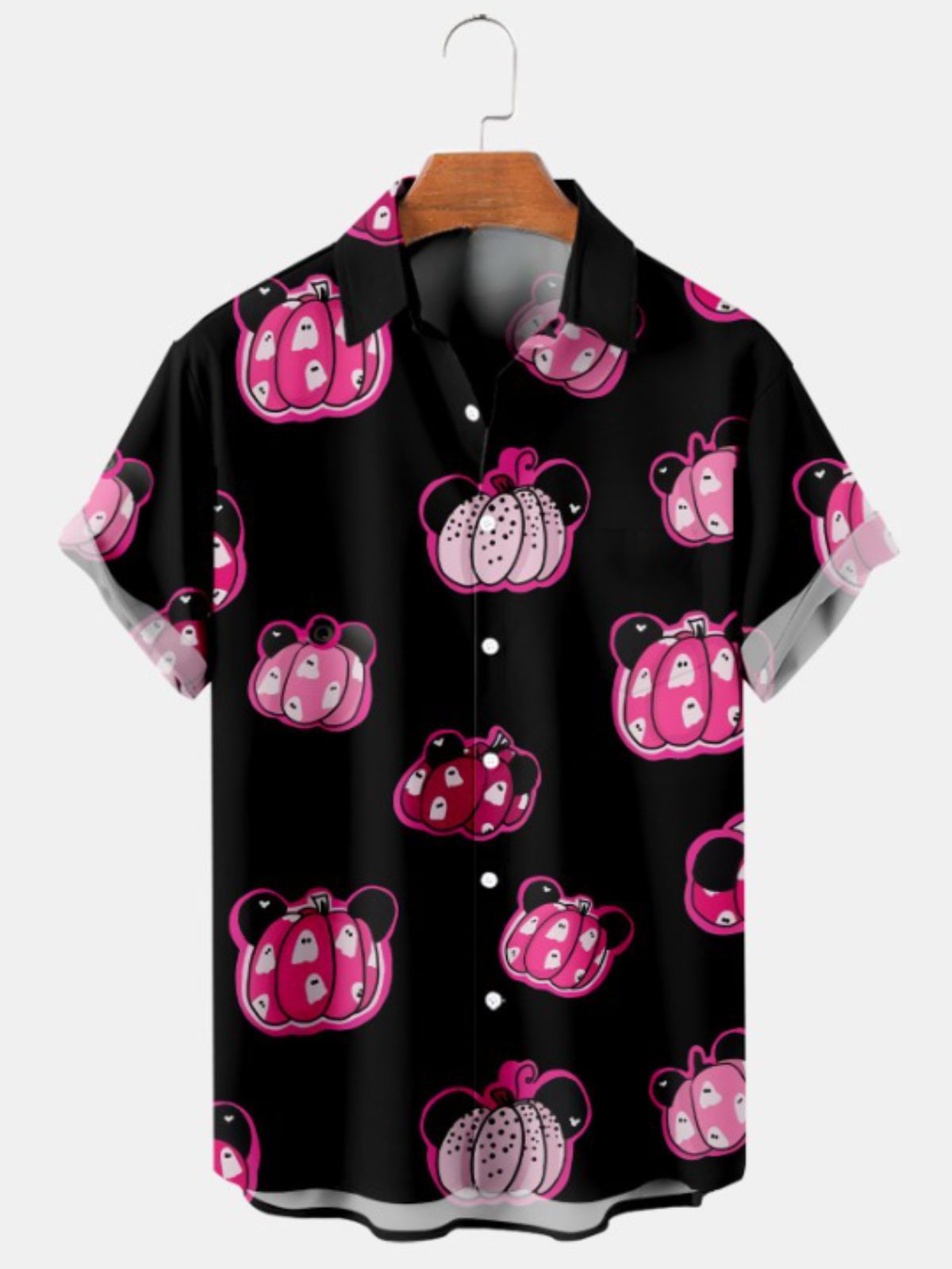 Halloween Pumpkin Print Short Sleeve Shirt