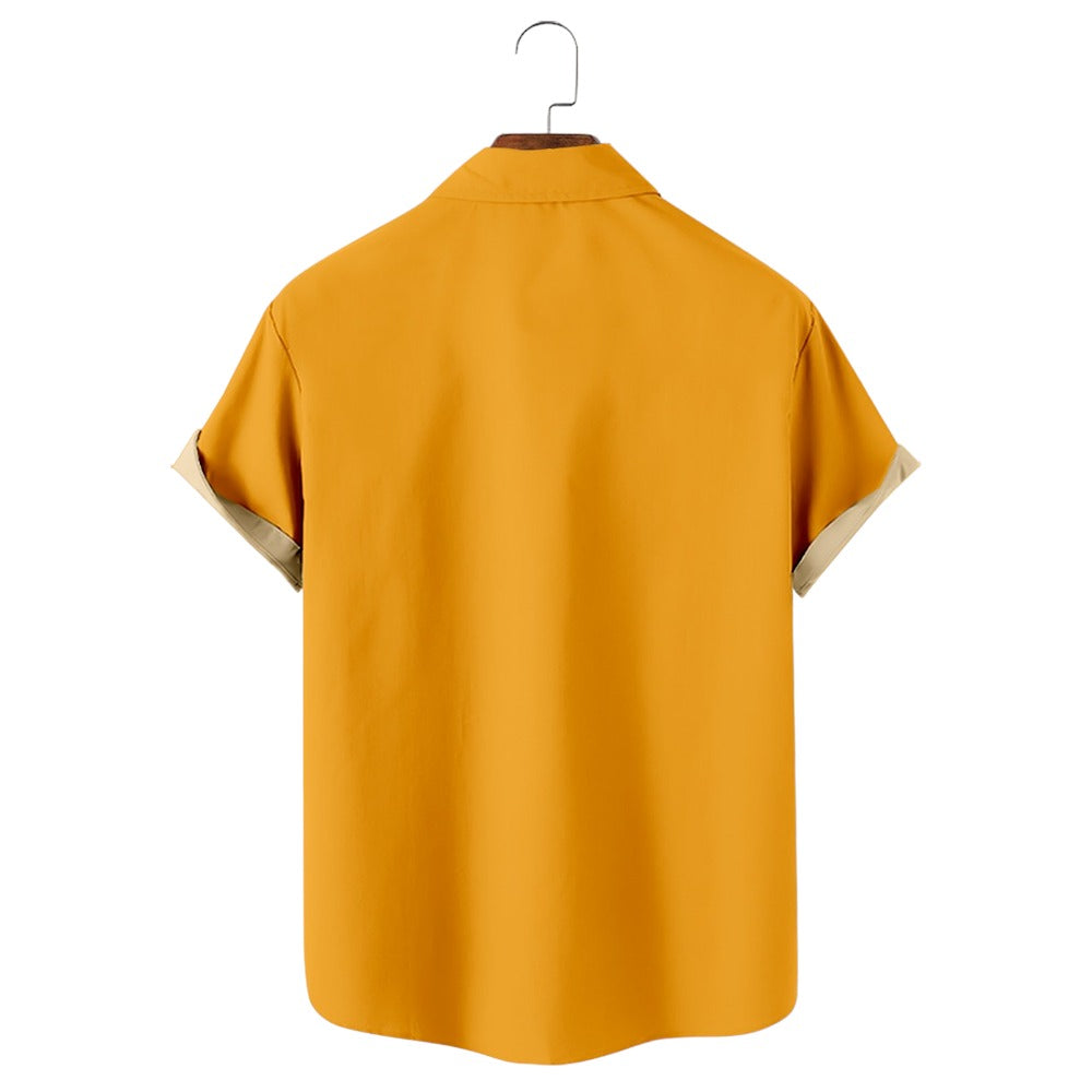 Halloween Simple Apple Print Bowling Shirt