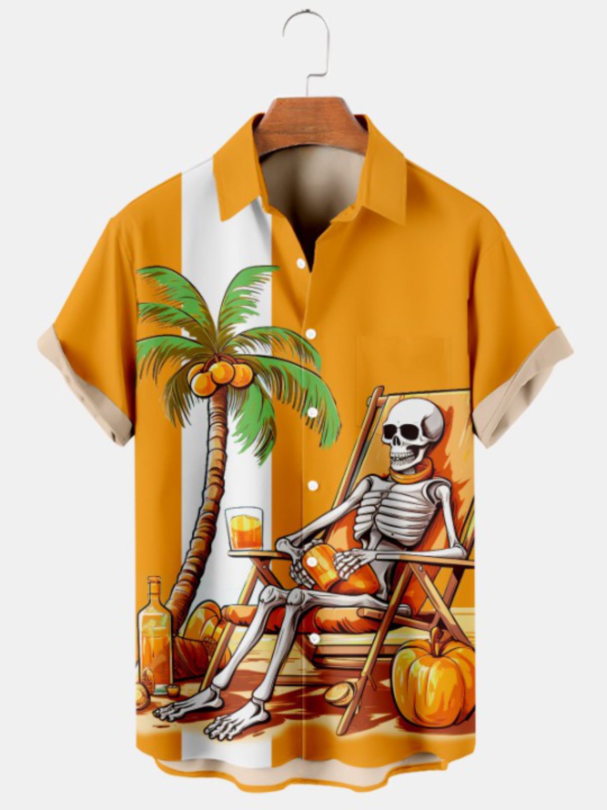 Halloween Beach Vacation Print Short Sleeve Shirt
