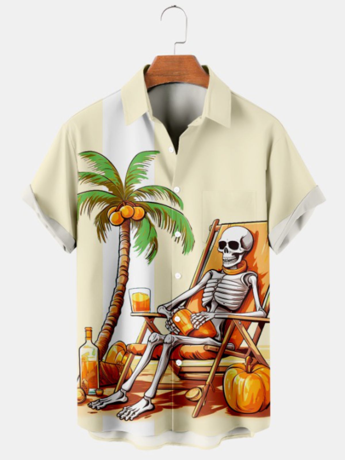 Halloween Beach Vacation Print Short Sleeve Shirt