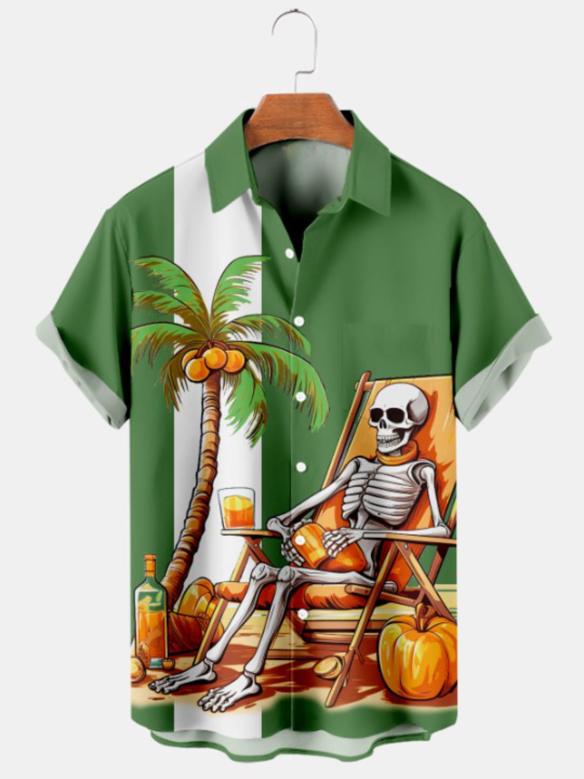 Halloween Beach Vacation Print Short Sleeve Shirt