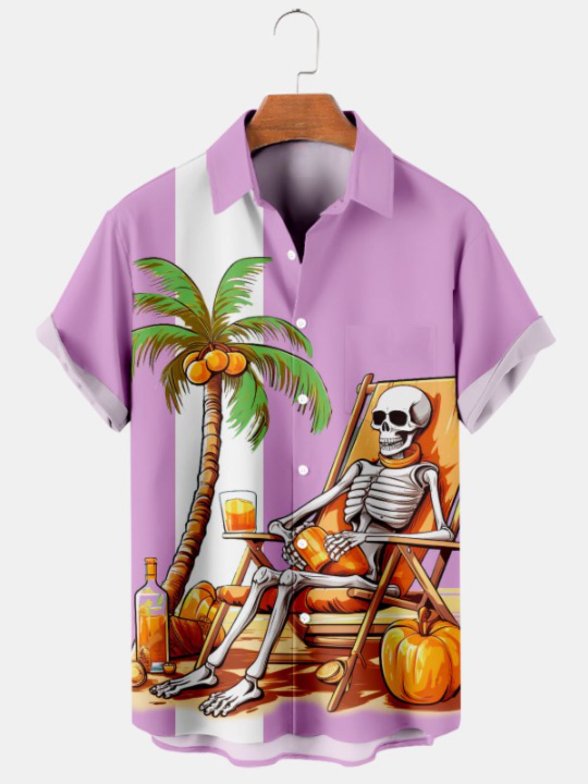 Halloween Beach Vacation Print Short Sleeve Shirt