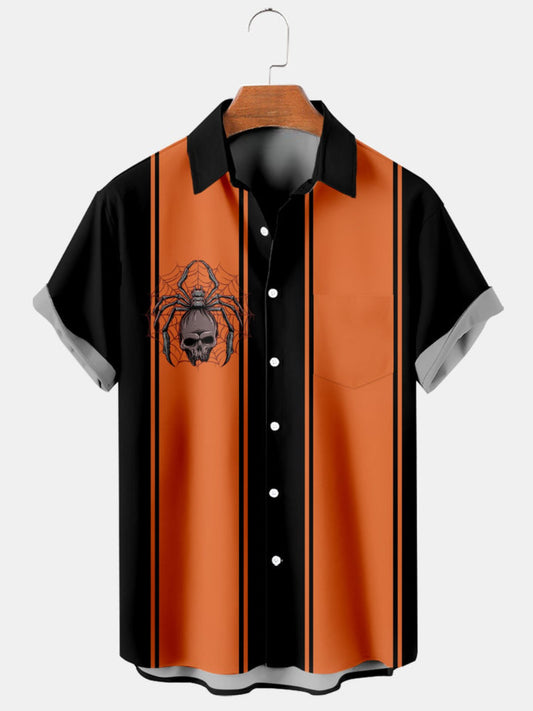 Halloween Spider Print Short Sleeve Shirt