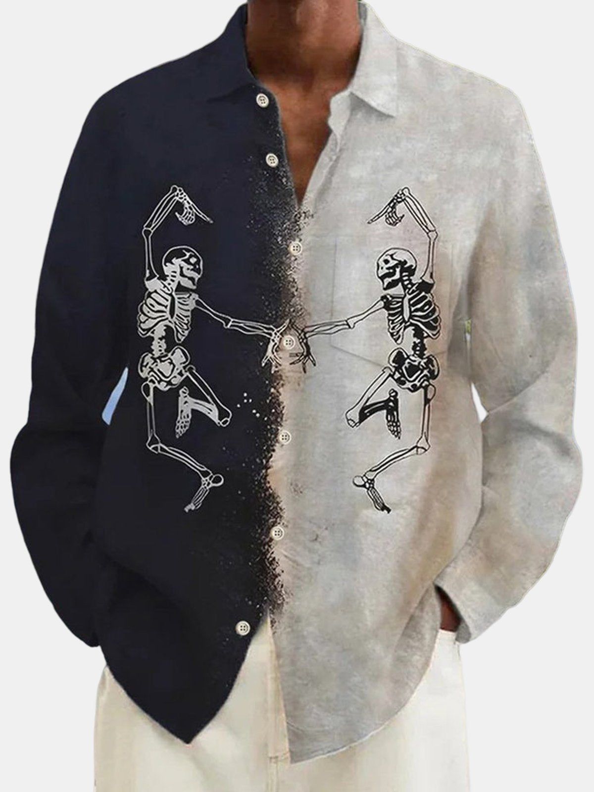 Halloween Twin Tone Print Long Sleeve Shirt