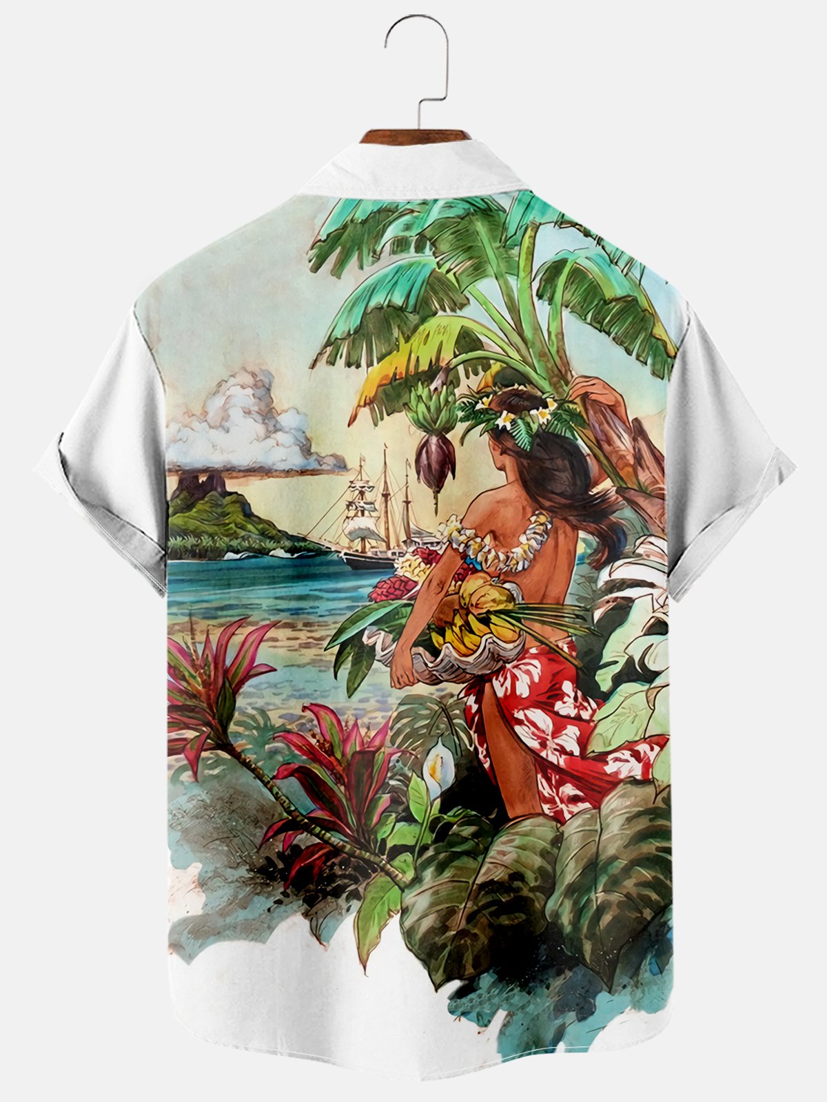 Hawaiian Beach View Print Shirt