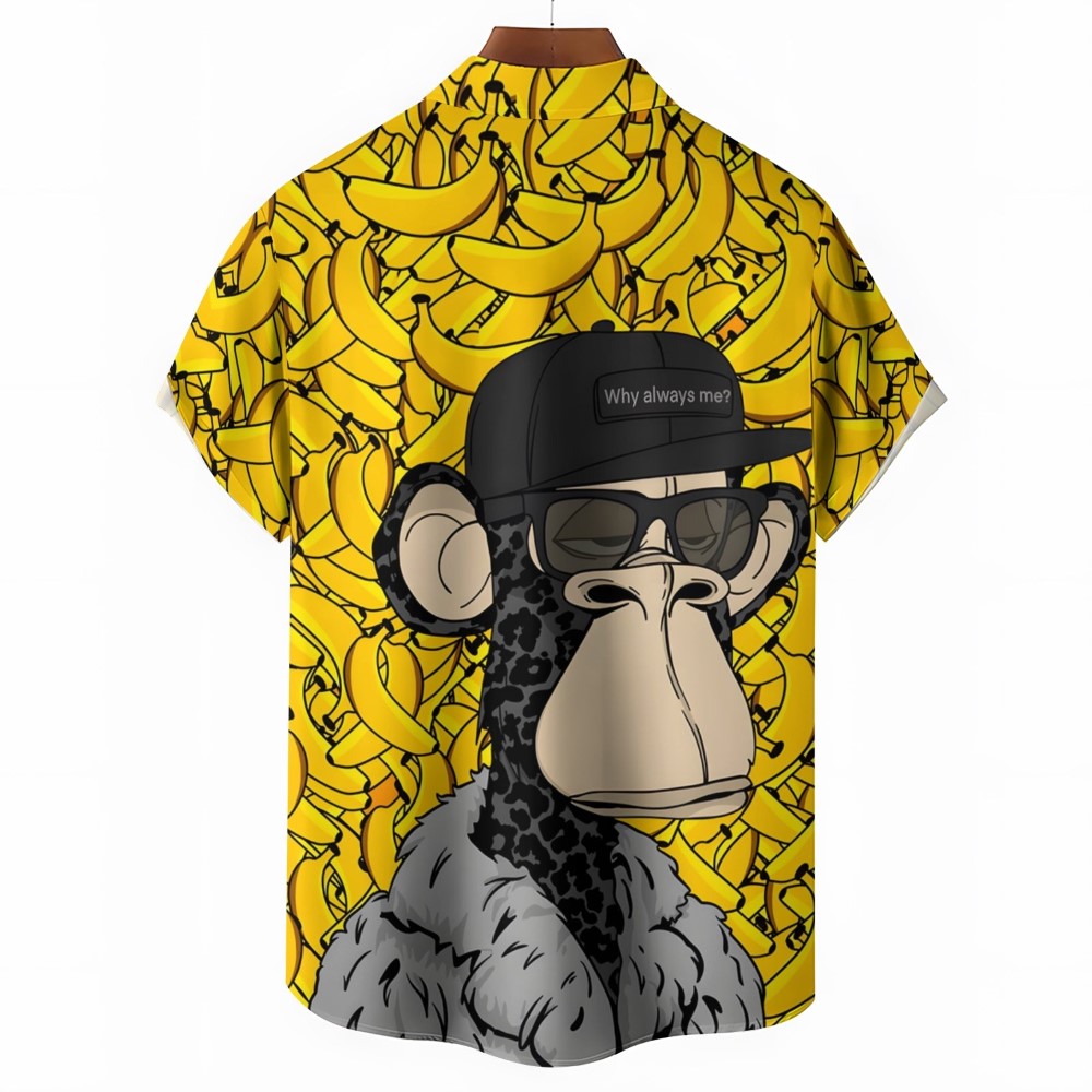 Hawaiian Fashion Banana Ape Casual Short Sleeve Shirt