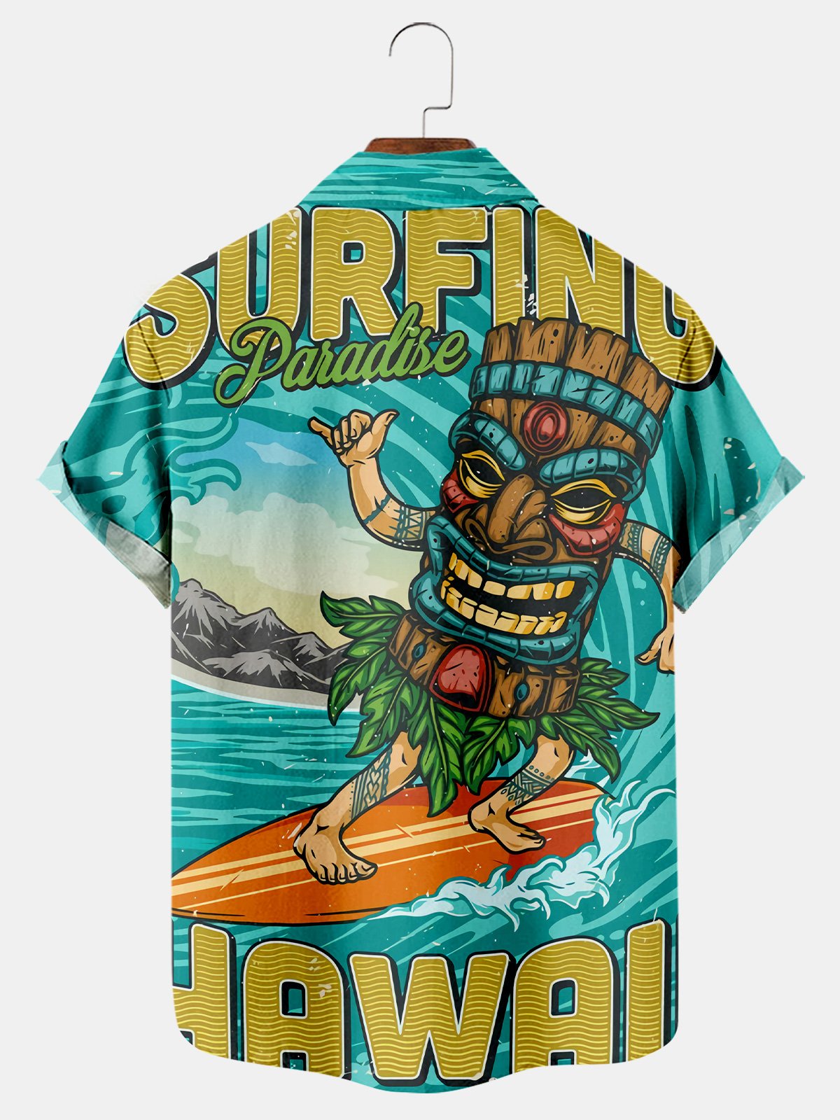 Hawaiian Funny Surf Print Short Sleeve Shirt