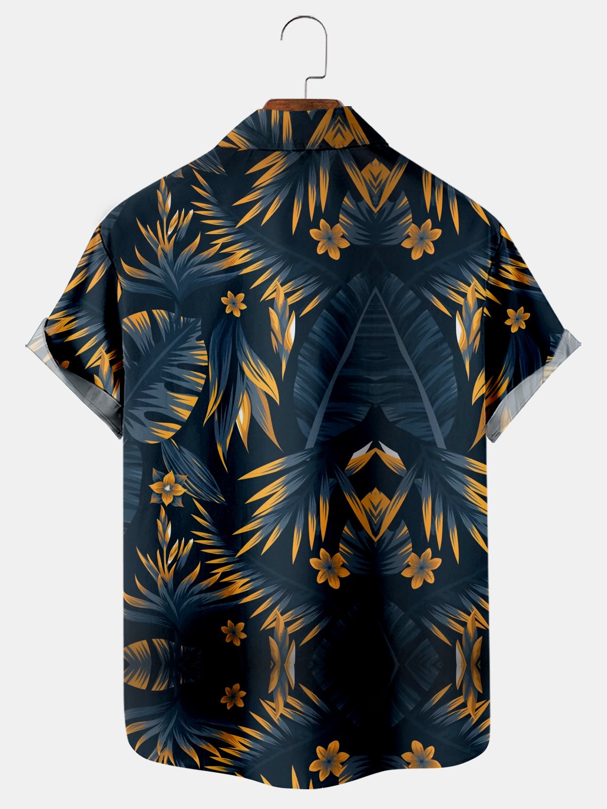 Hawaiian Gradient Palm Leaf Print Short Sleeve Shirt