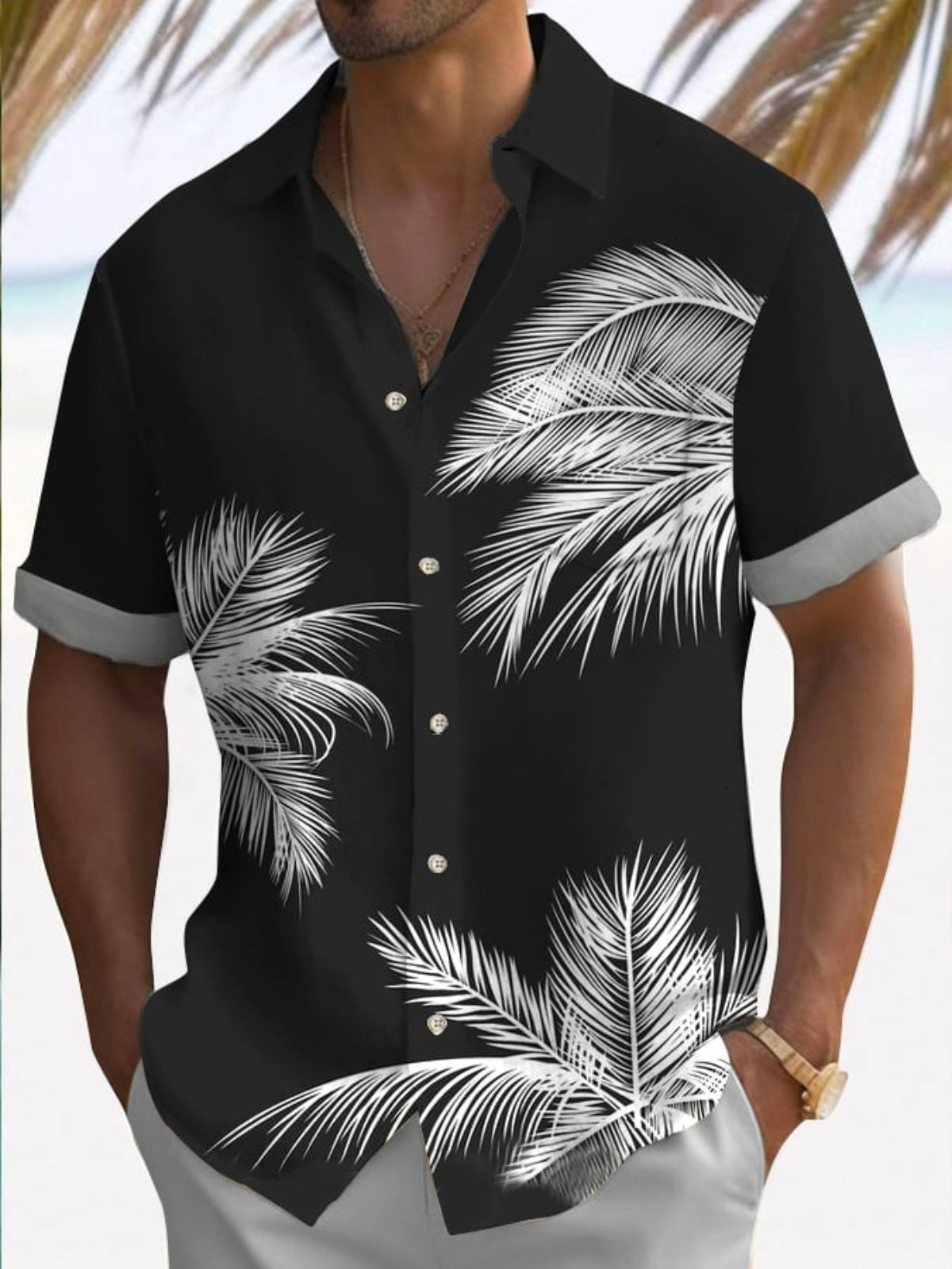 Hawaiian Tree Print Fashion Short Sleeve Shirt