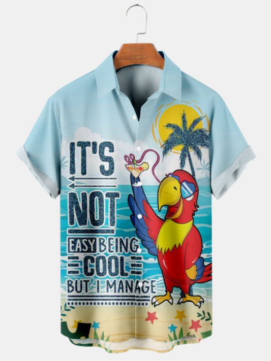 Hawaiian Parrot Drinking Printed Shirt